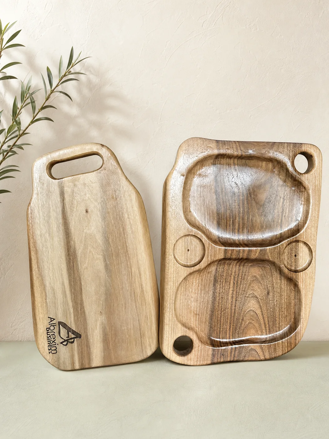 Set de servire din lemn personalizat, prelucrat CNC
